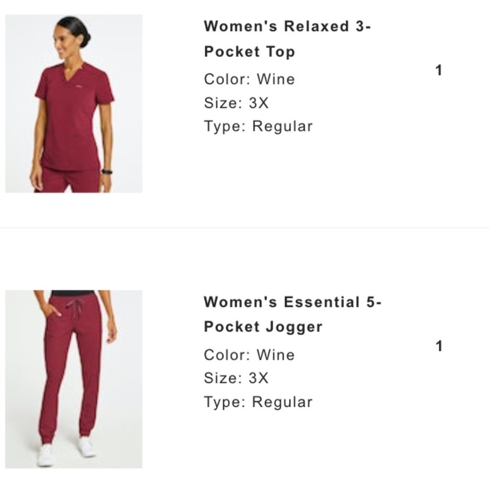 Jaanuu Women's Scrub Set 3X Wine